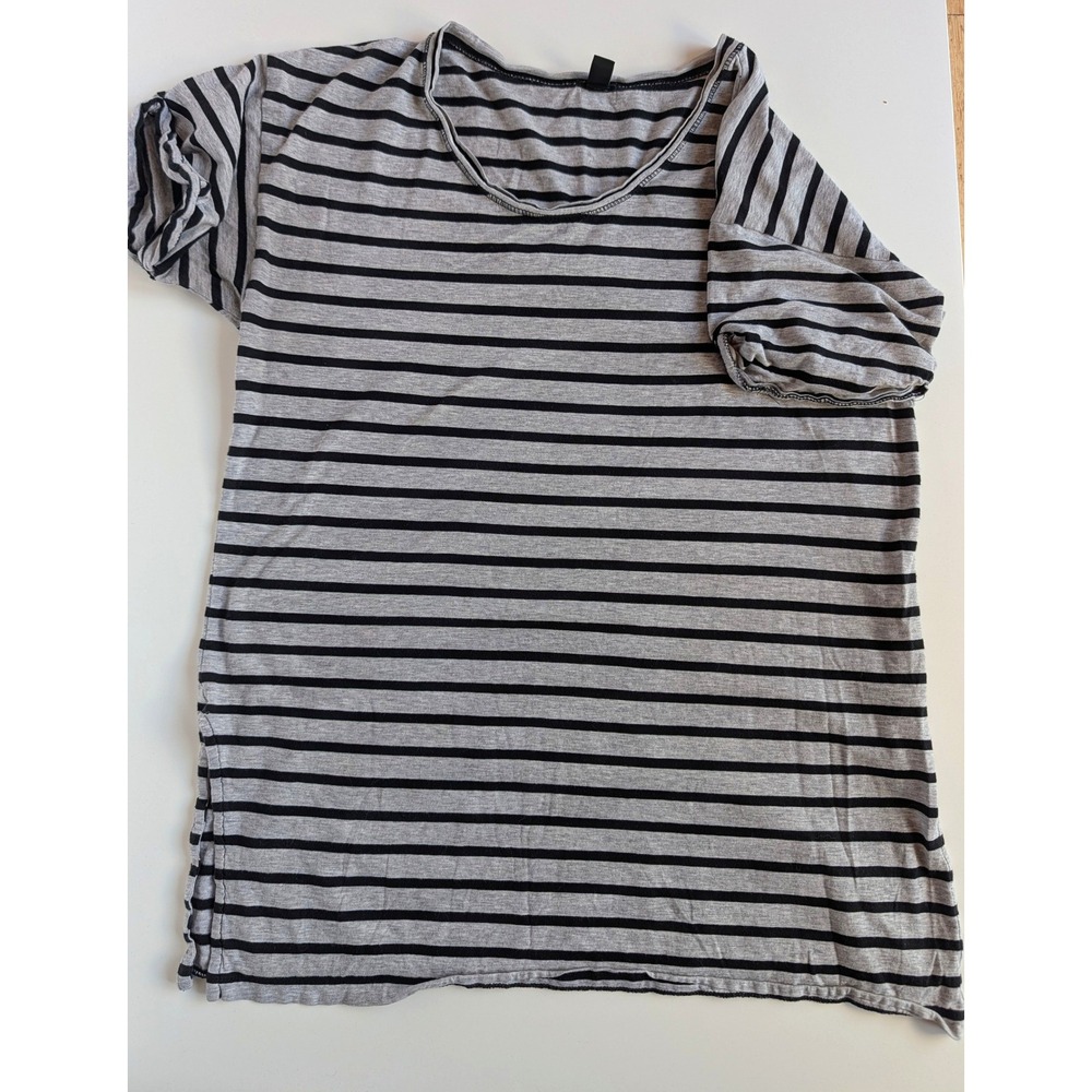 J.Crew Womens Grey Black Striped Short Sleeve Scoop Neck T-Shirt Size S